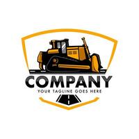 bulldozer nel strada logo vettore per costruzione azienda