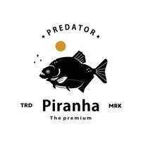 Vintage ▾ retrò fricchettone piranha logo vettore schema silhouette arte icona