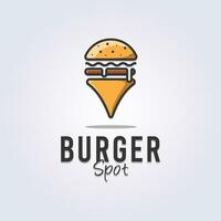 hamburger individuare logo, hamburger punto simbolo vettore illustrazione disegno, creativo hamburger logo