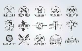 impostato di falegname logo, carpenteria fascio logo vettore illustrazione design