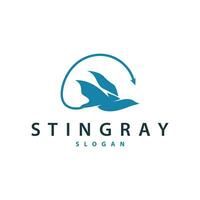 Stingray pesce logo oceano animale design semplice nero manta silhouette illustrazione vettore