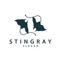 Stingray pesce logo oceano animale design semplice nero manta silhouette illustrazione vettore