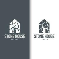Casa pietra logo design Casa roccia geometrico edificio struttura elegante premio vettore