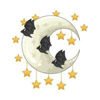 stella nel Luna con pipistrello illustrazione vettore