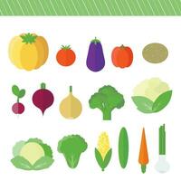 un' impostato di colorato illustrazioni di verdure nel un' piatto design vettore