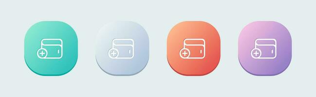Inserisci portafoglio linea icona nel piatto design stile. pagamento segni vettore illustrazione.