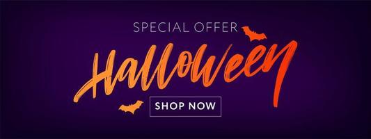 felice halloween banner testo scritte offerta speciale per le vacanze acquista ora vettore