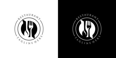 ristorante logo con cucchiaio e forchetta icona, moderno concetto vettore