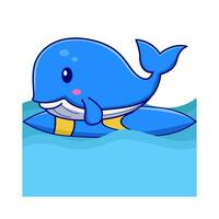 balena giocando fare surf tavola nel nuoto piscina illustrazione vettore