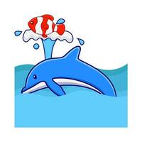 balena con pesce nel nuoto piscina illustrazione vettore