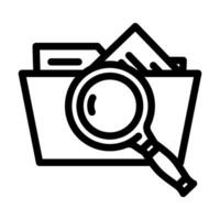cartella searchmagnifying bicchiere linea icona vettore illustrazione