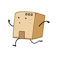 consegna cartone scatola personaggio cartone animato vettore illustrazione