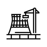 pianta costruzione nucleare energia linea icona vettore illustrazione