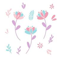 carino pastello vettore fiore decorazione elementi, piatto illustrazione primavera scarabocchio impostato