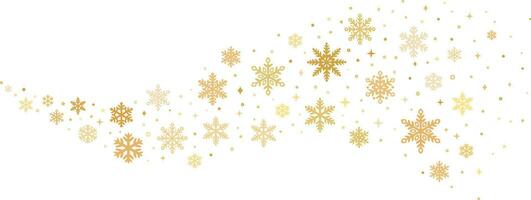 oro fiocco di neve vettore decorazione per il inverno vacanze, d'oro isolato nevicata onda design
