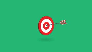 rosso bullseye bersaglio su verde sfondo. 3 d interpretazione vettore