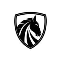 cavallo scudo logo vettore icona illustrazione
