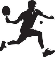 tavolo tennis giocatore vettore silhouette, silhouette, nero colore, tennis giocatore posa vettore
