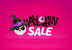 banner vettoriale di vendita di halloween con teschio