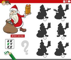 ombra gioco con cartone animato Santa Claus con regalo e sacco vettore