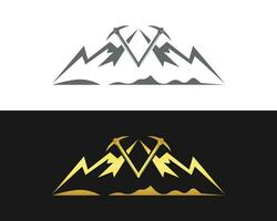 montagna oro estrazione azienda logo concetto vettore modello.