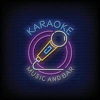 vettore di testo in stile insegne al neon di musica e bar karaoke