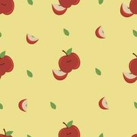 mano disegnato kawaii Mela frutta modello design vettore