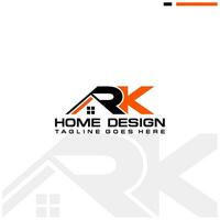 r K iniziale casa o vero tenuta logo vettore design