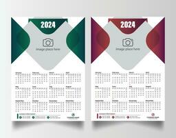 nuovo anno 2024 uno pagina parete calendario modello vettore
