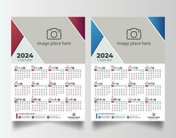 nuovo anno 2024 uno pagina parete calendario modello vettore