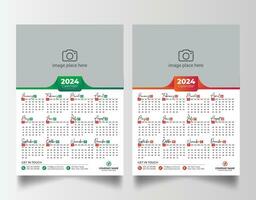 nuovo anno 2024 uno pagina parete calendario modello vettore