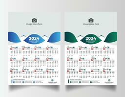 nuovo anno 2024 uno pagina parete calendario modello vettore