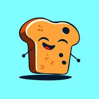 cartone animato illustrazione di un' divertente pezzo di pane vettore