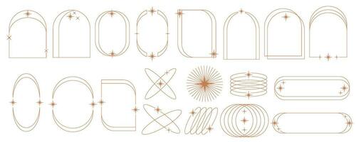 estetico telaio forma. schema minimo grafico elementi con stelle. astratto boho archi con brilla. di moda geometrico modelli impostato per manifesto e storia. vettore illustrazione