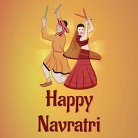 felice navratri - dandia, coppia garba, illustrazione del personaggio dandia, banner notturno dandia, banner navratri, non completamente modificabile. vettore