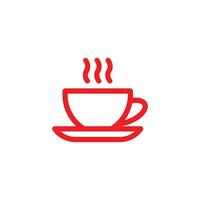 rosso tazza di caffè linea arte icona isolato su bianca sfondo. tazza piatto icona. magro linea segni per design logo, visitare carta, eccetera. singolo alto qualità schema simbolo per ragnatela design o mobile app. vettore