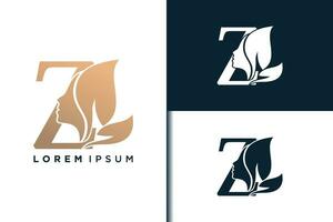 z lettera logo design con bellezza viso concetto idea vettore