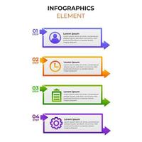 elemento infografico gradiente a quattro passaggi con icona di affari. vettore