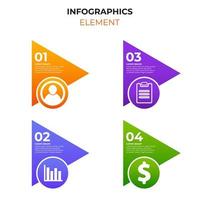 elemento infografico gradiente a quattro passaggi con icona di affari. modello di infografica vettore