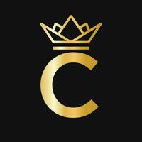 lettera c corona logo. corona logo per bellezza, moda, stella, elegante, lusso cartello vettore