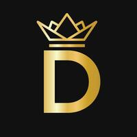 lettera d corona logo. corona logo per bellezza, moda, stella, elegante, lusso cartello vettore
