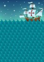 barca a vela cartone animato sfondo vettore