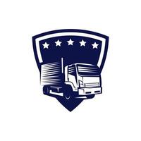 modello di logo logistico del camion di trasporto vettore