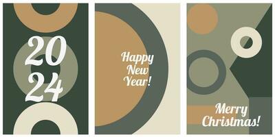 geometrico cartoline per il nuovo anno. astratto geometria, elegante minimalista sfondo design. vettore collezione