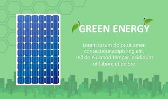 verde energia solare pannello su bianca, alternativa elettricità fonte, concetto di sostenibile risorse. vettore illustrazione