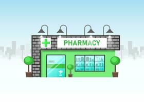 farmacia memorizzare medicina edificio vettore illustrazione