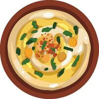 superiore Visualizza hummus. mezzo orientale cibo illustratore vettore. vettore
