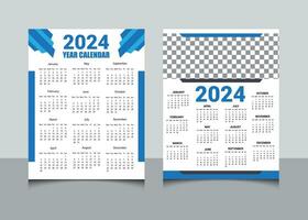 imminente 2024 una pagina parete calendario Due simile design modello vettore, 2024 una pagina parete calendario design impostato vettore