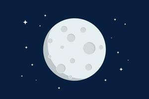 pieno Luna con crateri e stelle piatto design vettore illustrazione