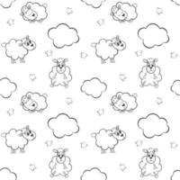 pecore carine con nuvole e stelle senza cuciture vettore